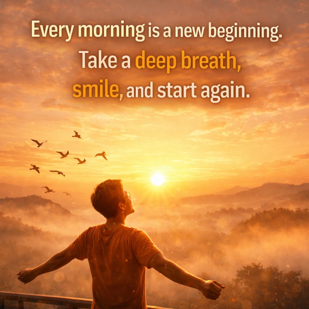 Every morning is a new beginning. Take a deep breath, smile, and start again.